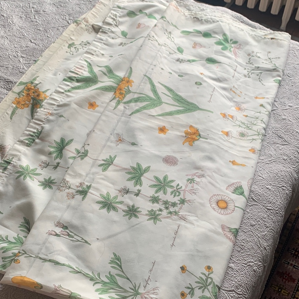 IKEA Floral Botanical Print Shower Curtain in White, Green, Yellow